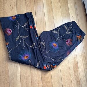 Paperwhite Embroidered Cotton Flared Slacks - Size 6
